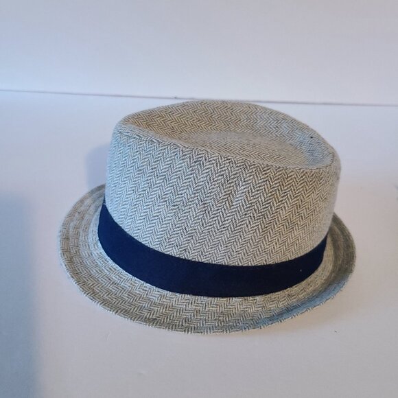 FEDORA HAT TODDLER BOYS' RIBBON TRIM CHEVRON PATTERN ONE SIZE (12-24 MONTHS)TAN - Picture 2 of 6